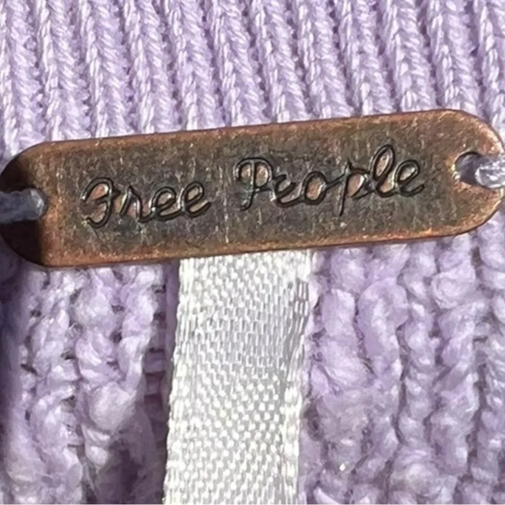🌻Free People Found My Friend Purple Textured Knit Sweatshirt Women’s Size XS/S